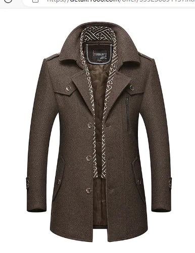 🧥: Authentic Men's Wool Overcoat - Premium Single-Breasted Winter Coat