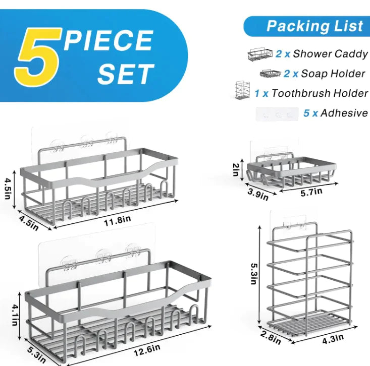 π Bathroom Wall-Mounted Storage Rack - Space-Saving Organizer