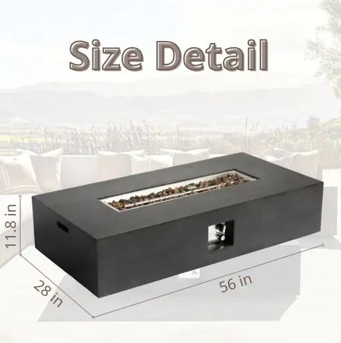 🔥: 56" Fire Pit Table - 50,000 BTU Rectangular Stone Gas Fire Pit with Lava Rocks