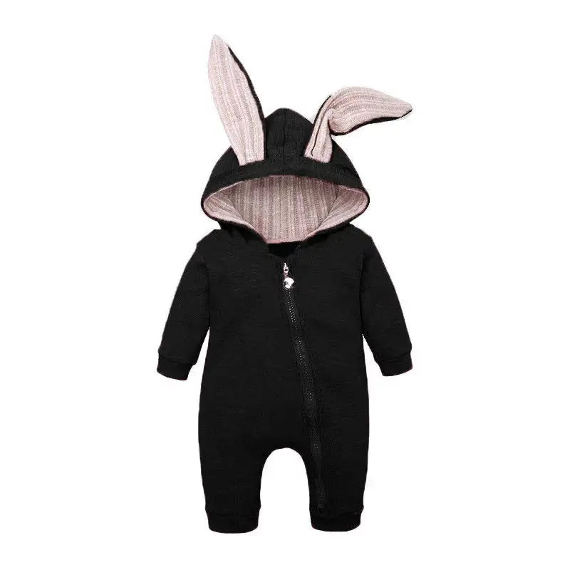 🐰: Rabbit Ear Hooded Baby Rompers - Adorable Cozy Comfort