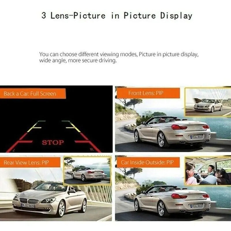 📹: 1080P 4" Dual Lens Car DVR - HD Rearview Dash Cam with G-Sensor