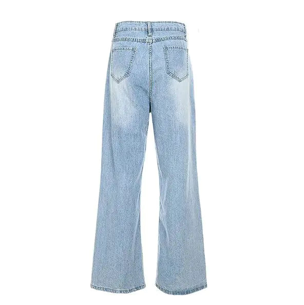 👖: Women's High Waist Wide Leg Jeans - 100% Cotton Denim Classic