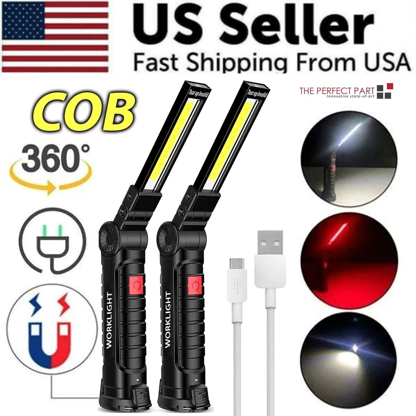 π¦ Rechargeable LED COB Work Light - Magnetic Base Mechanic Flashlight