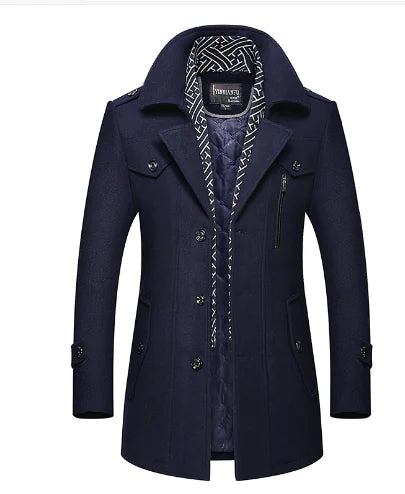 🧥: Authentic Men's Wool Overcoat - Premium Single-Breasted Winter Coat
