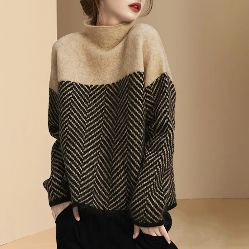 🧶: Women's Wool Turtleneck Sweater - Cozy Fashion Essential