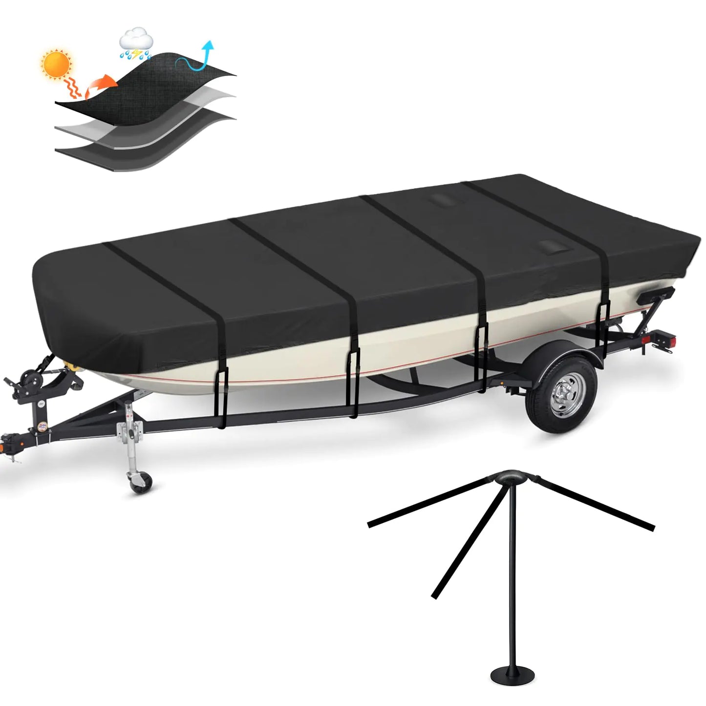 β΅ SILIVN Waterproof Jon Boat Cover - Heavy Duty All-Weather Protection 14-16ft