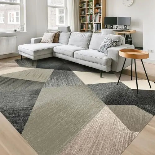π : HOMFINE 9x12 Geometric Green Area Rug - Washable Modern Luxury