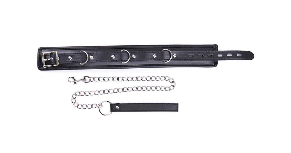 π€ Premium Leather-Trimmed Neck Collar - Elegant Intimate Accessory