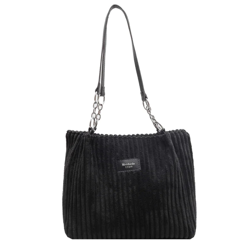 π: Retro Corduroy Shoulder Bag - European American Style