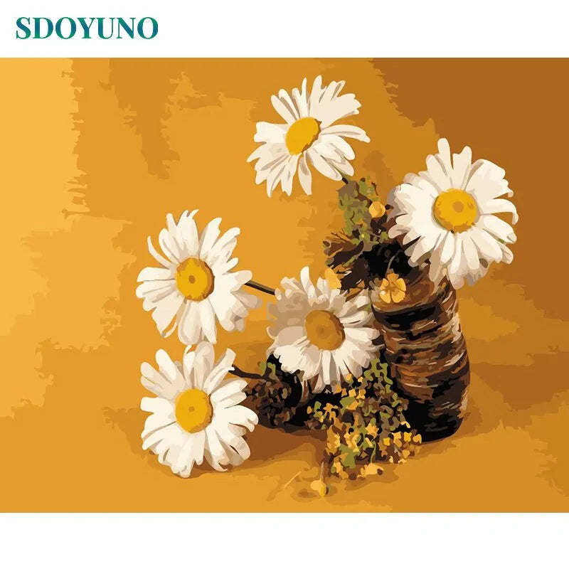 🌸 Oil Painting By Numbers Flowers Nature Pictures - DIY Art Kit