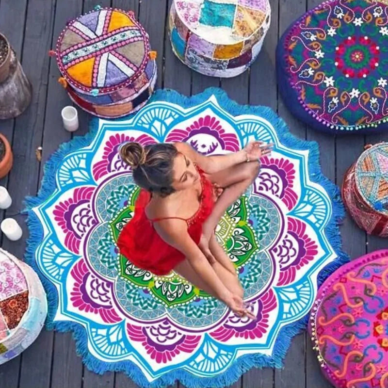🪷: Lotus Printed Beach Towel - Soft Absorbent Quick-Dry Beach Essential