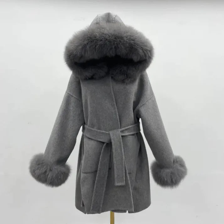 🧥: Fur Collar Hooded Woolen Coat - Sophisticated Winter Outerwear