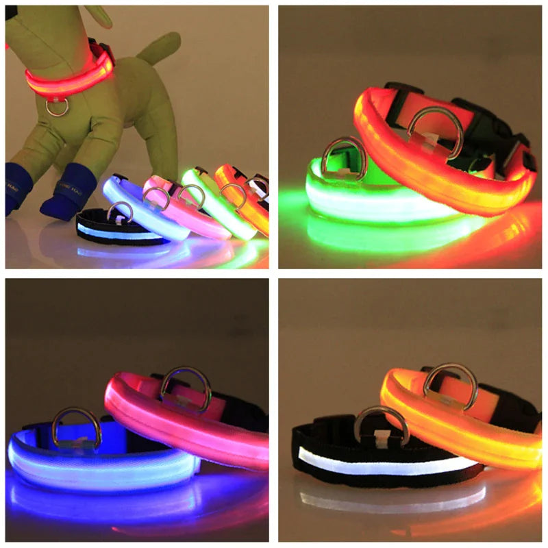 π LED Adjustable Dog Collar - Blinking Safety Light Waterproof Pet Collar