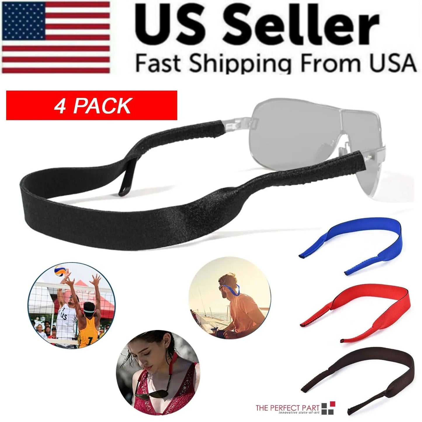 🔗: Sports Sunglasses Neck Cord Strap 4-Pack - Adjustable Eyeglass Lanyard Holders
