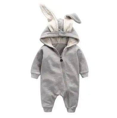 🐰: Rabbit Ear Hooded Baby Rompers - Adorable Cozy Comfort
