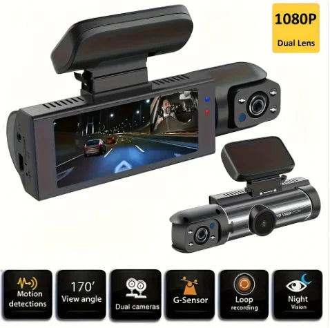 📹: 360° Dual Lens Car Dash Cam - HD 1080P Complete Coverage Recording System