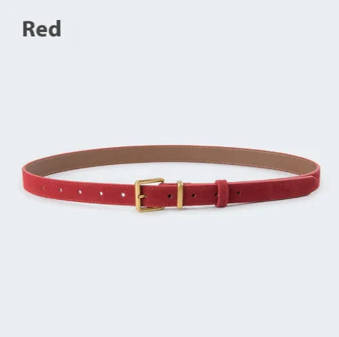 👜: Women's Suede Leather Belt - Premium Cowhide with Pin Buckle