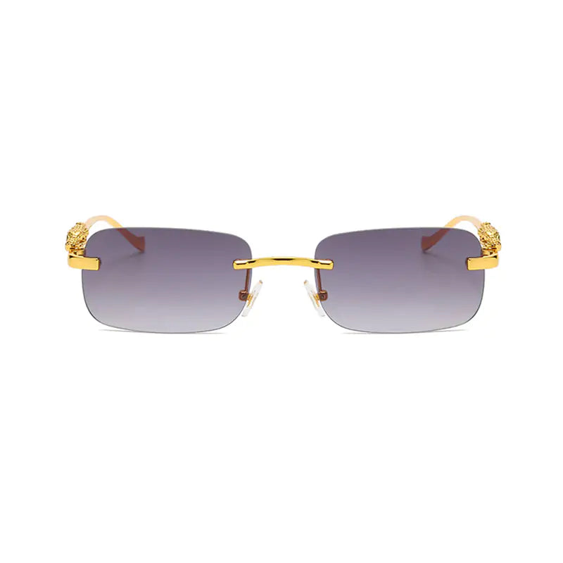 🐆: Vintage Rimless Square Sunglasses - Leopard Print Chic Style