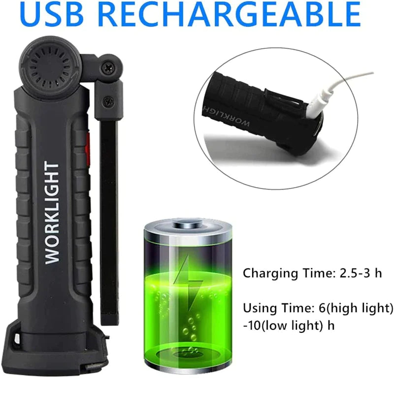 π¦ Rechargeable LED COB Work Light - Magnetic Base Mechanic Flashlight
