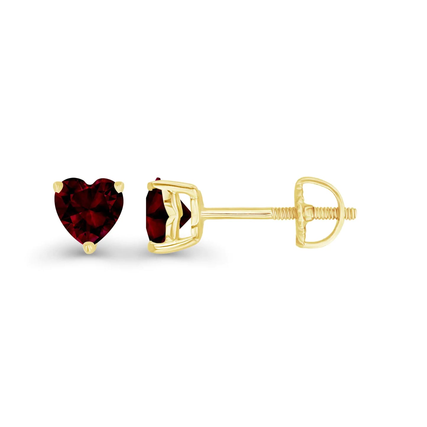 💎: Heart-Shaped Garnet Stud Earrings - January Birthstone 14K Gold Plated Sterling Silver