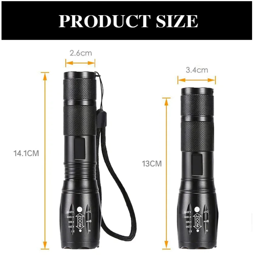 π¦ Super-Bright 90000LM LED Tactical Flashlight - 5 Modes Zoomable Torch