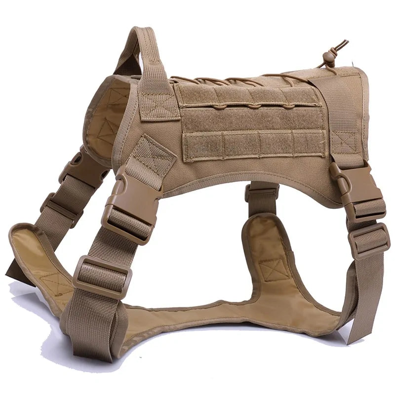 π Tactical Dog Harness with Handle - Heavy Duty Nylon Harness & Bungee Leash
