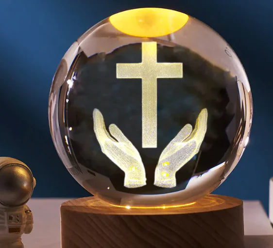 ⛪: Crystal Church Desk Ornament - Glowing Cross Spiritual Decor