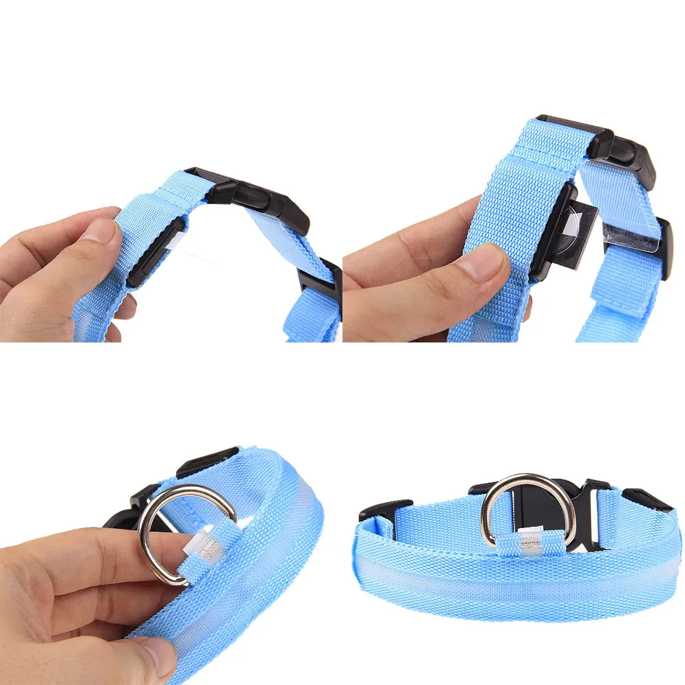 π LED Adjustable Dog Collar - Blinking Safety Light Waterproof Pet Collar