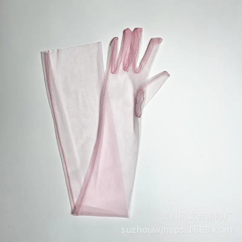 🤍: Elegant 70CM Sheer Lace Bridal Gloves - Luxury Wedding Accessories