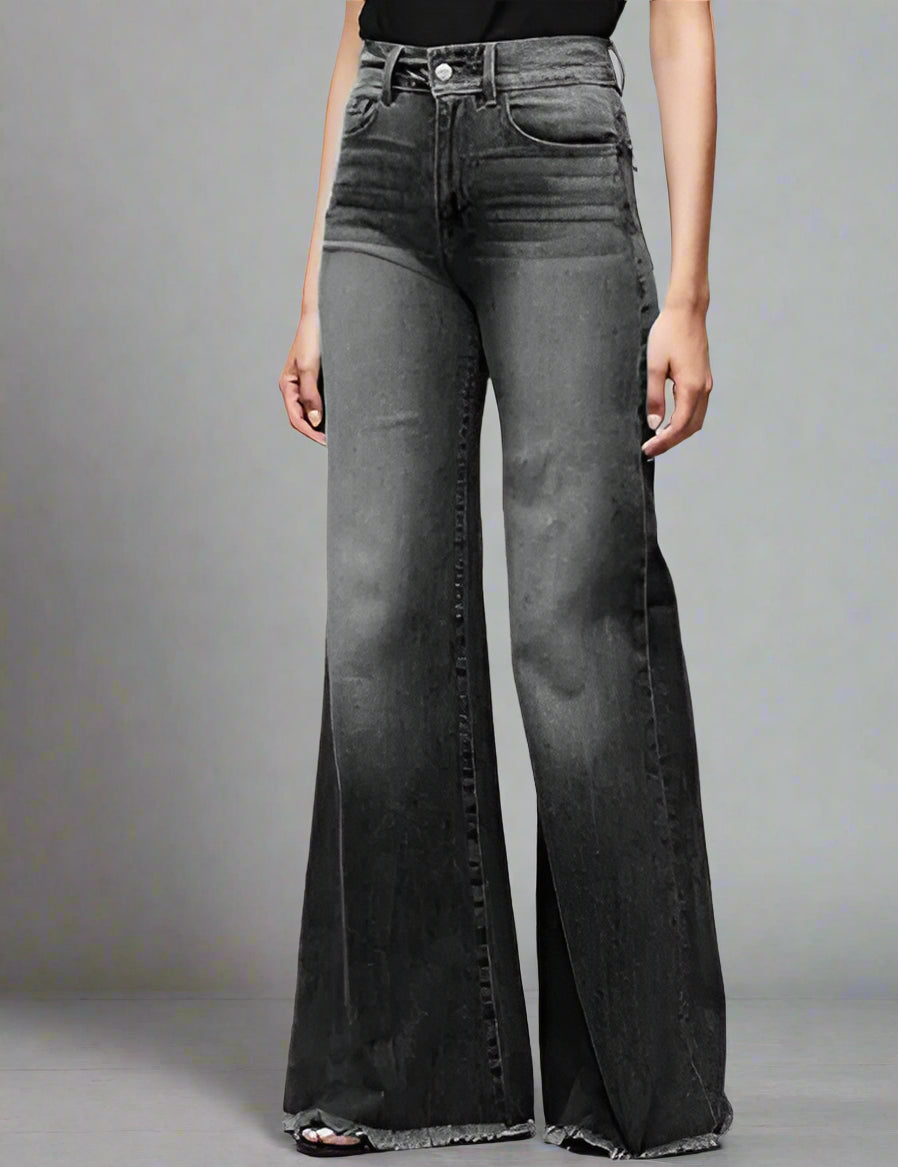 👖: Retro Wide-Leg Mid-Waist Jeans - Vintage Style Loose Fit Denim
