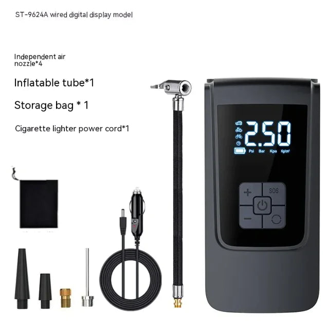 π Portable Digital Car Inflator - Wireless Auto Tire Pump with Smart Features