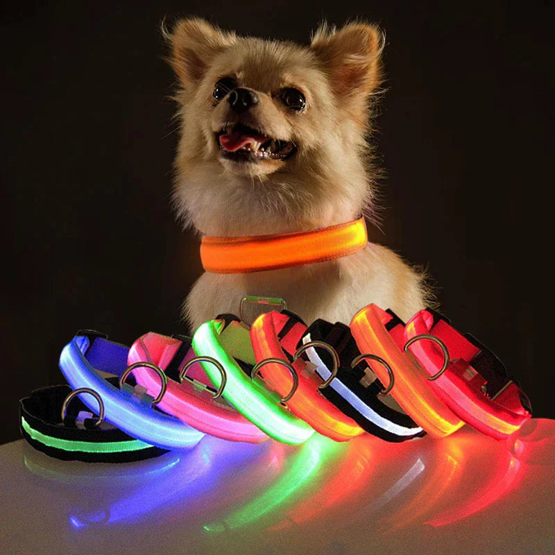 π LED Adjustable Dog Collar - Blinking Safety Light Waterproof Pet Collar