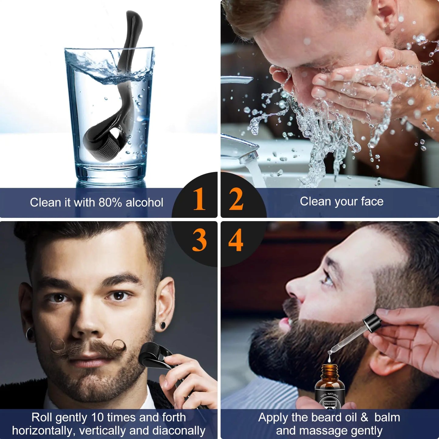 π§ MALE GOD Beard Growth Kit - Complete Care System with Oil, Balm, Comb & Massager