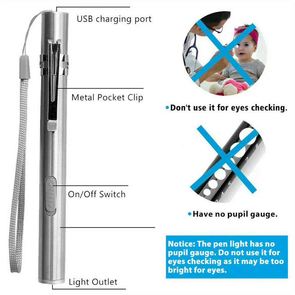 π¦ 5" LED USB Rechargeable Mini Tactical Flashlight - Stainless Steel Pen Light