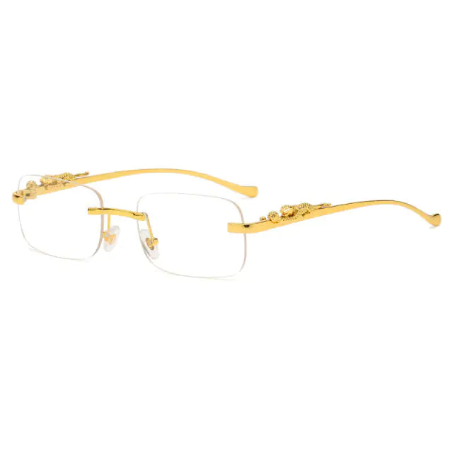 🐆: Vintage Rimless Square Sunglasses - Leopard Print Chic Style