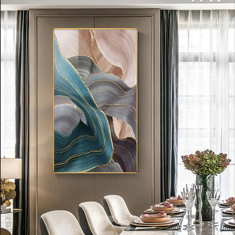 🏅 Nordic Modern Abstract Gold Ribbon Canvas Art - Scandinavian Design