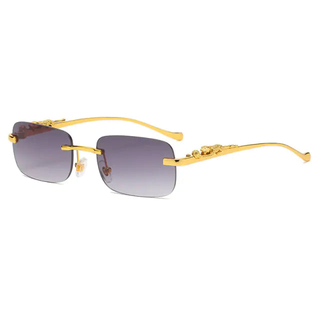 🐆: Vintage Rimless Square Sunglasses - Leopard Print Chic Style