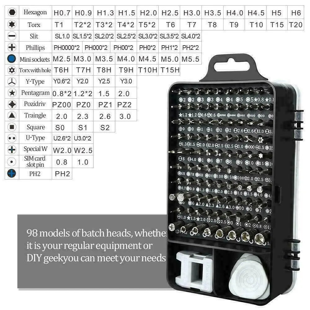 π§ Magnetic Screwdriver Bit Set - 117PCS iPhone MacBook Repair Tool Kit