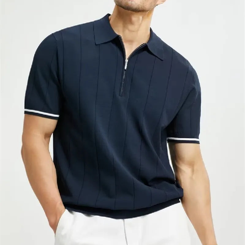 👔: Fashion Short-Sleeved Lapel Zipper Polo - Modern Wool Blend