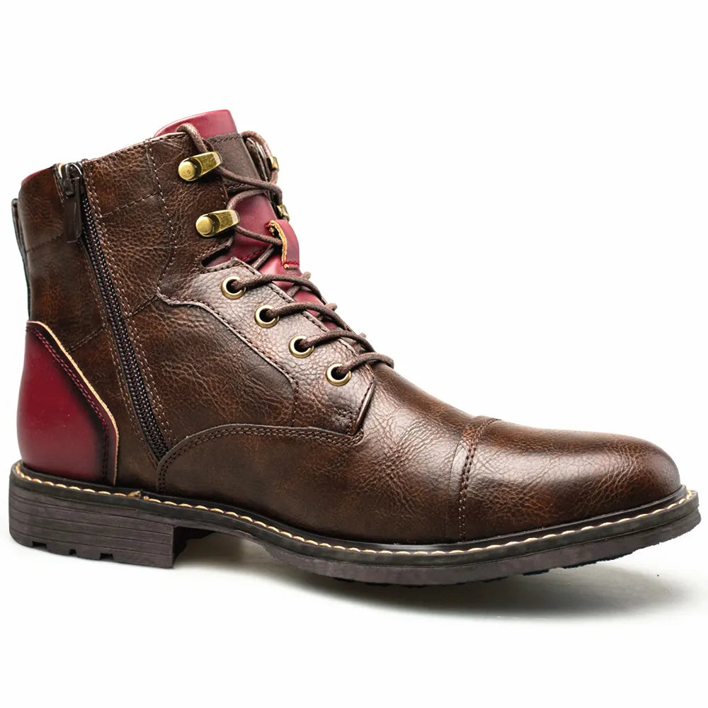 🥾: Zipper Plus Size Men's Leather Fashion Tooling Martin Boots
