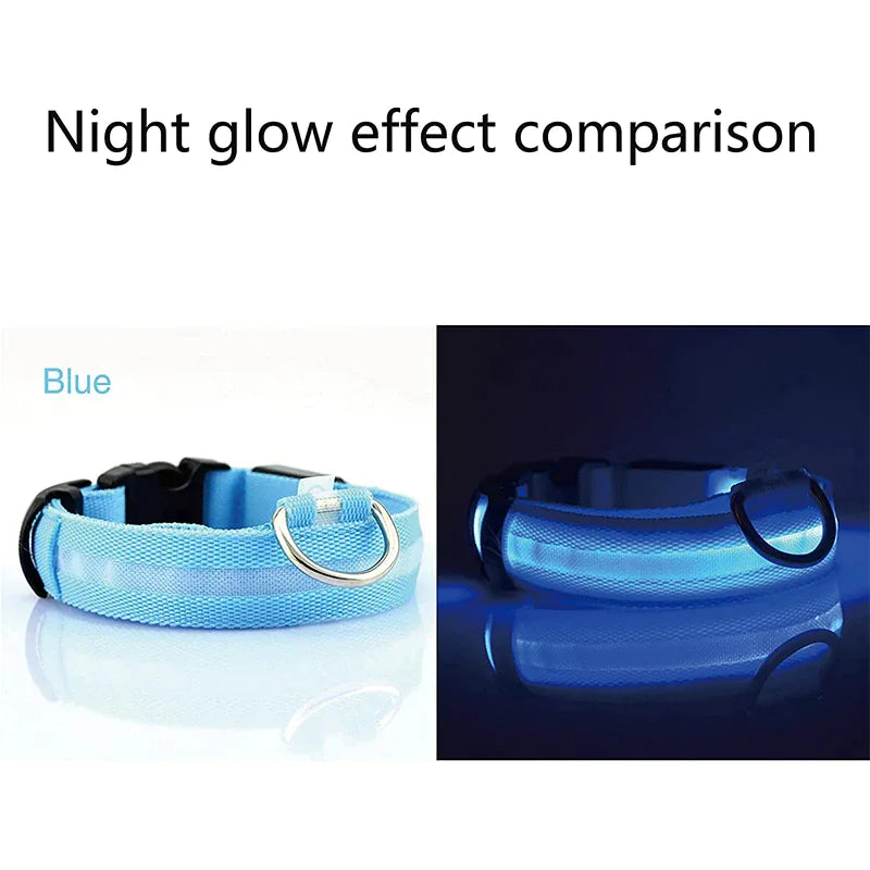 π LED Adjustable Dog Collar - Blinking Safety Light Waterproof Pet Collar