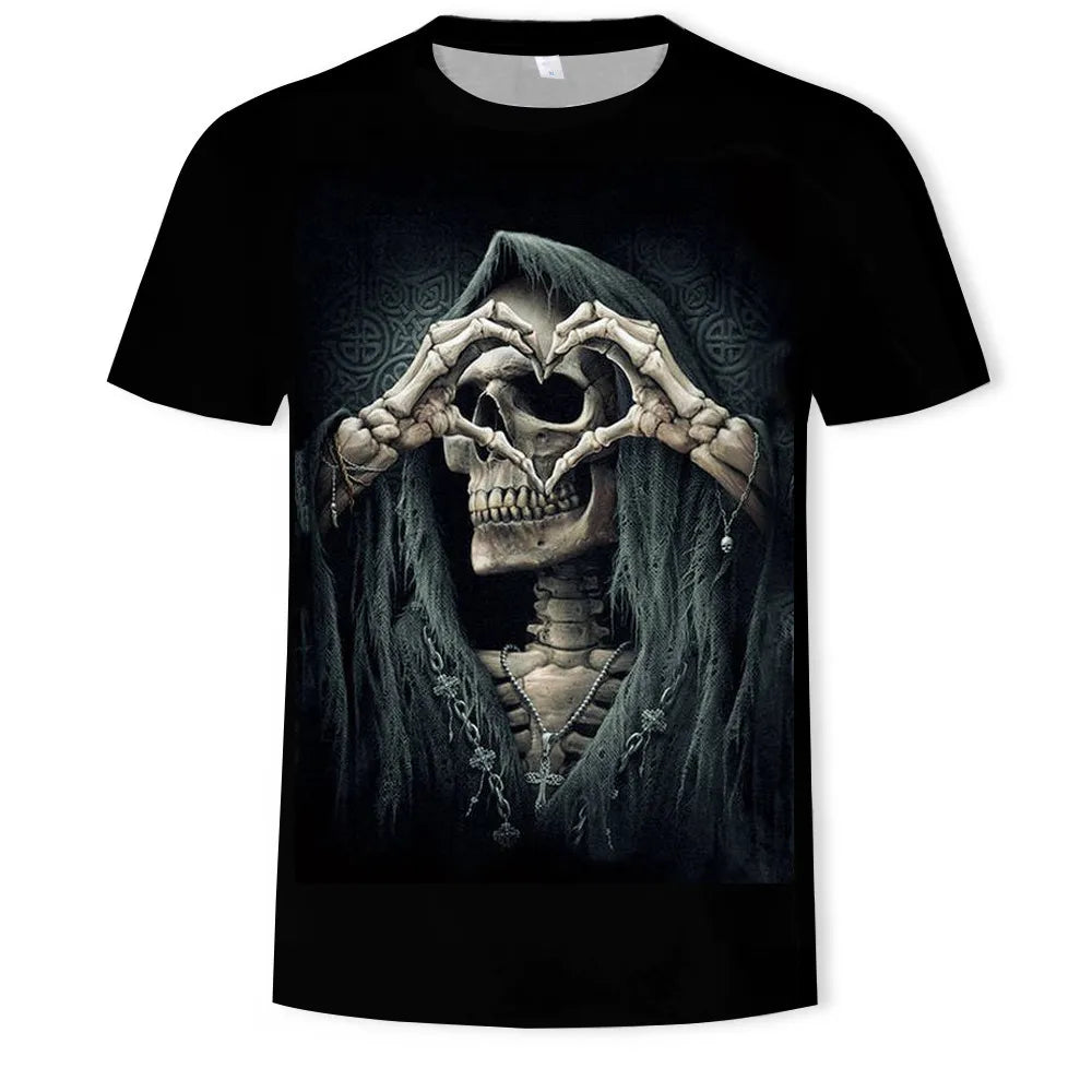 💀: 3D Skull Trendy T-Shirt - Bold Gothic Design