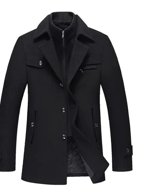 🧥: Authentic Men's Wool Overcoat - Premium Single-Breasted Winter Coat