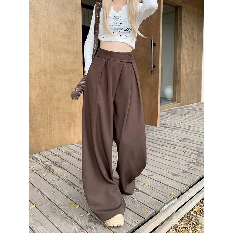 👖: High Waist Drooping Loose Casual Pants - Flowing Comfort Style