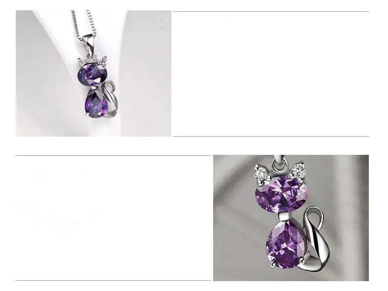 π: 925 Sterling Silver Cat Pendant Necklace - Adorable Feline Charm Jewelry