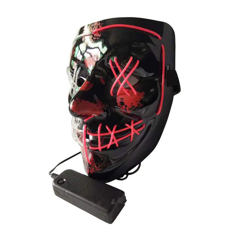 π: Black V Light-Up LED Mask - Two-Color Halloween Costume Prop
