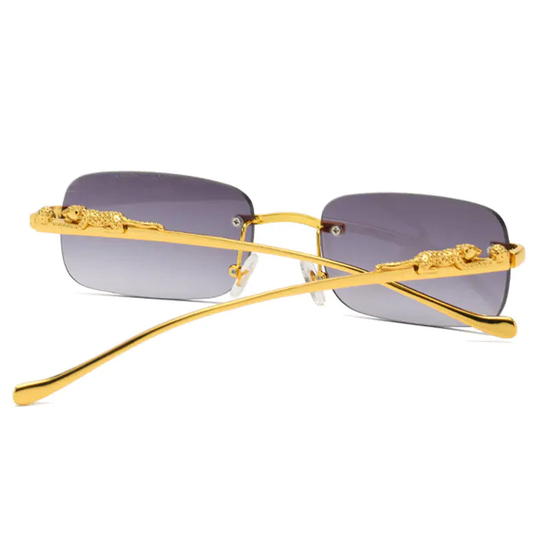 🐆: Vintage Rimless Square Sunglasses - Leopard Print Chic Style