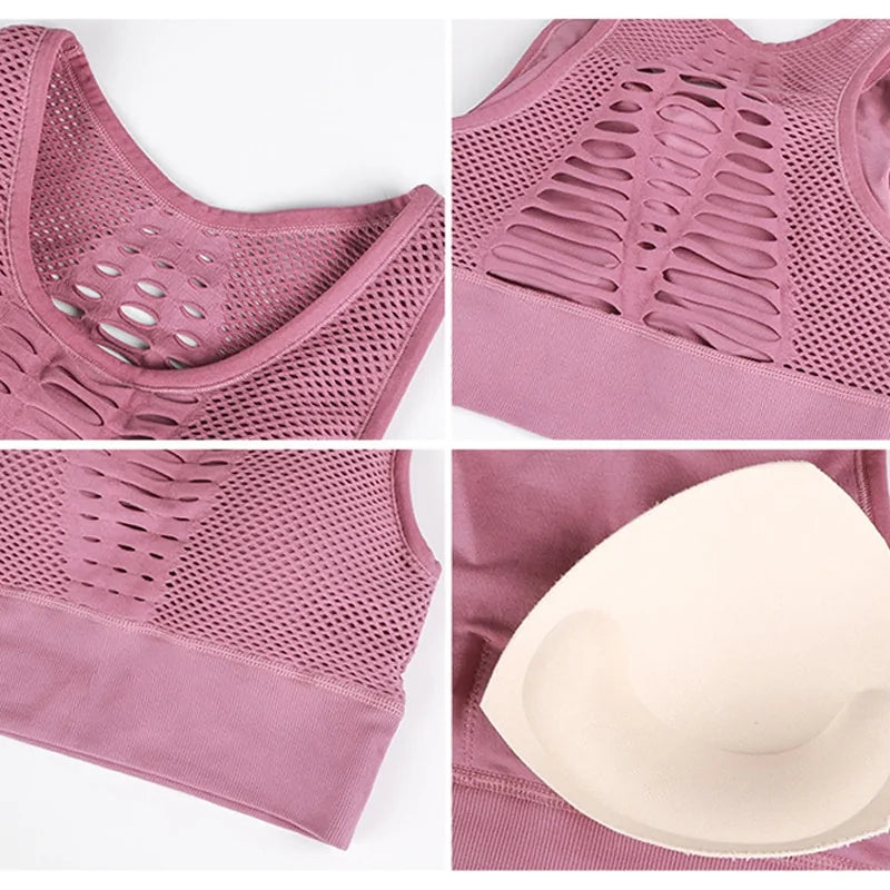 🏃♀️: Fitness Shockproof Mesh Sports Bra - High Support Athletic Wear