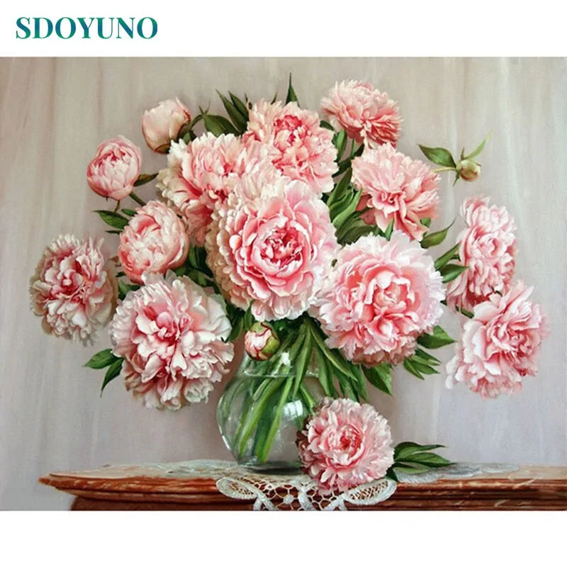 🌸 Oil Painting By Numbers Flowers Nature Pictures - DIY Art Kit