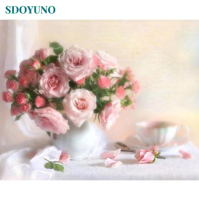 🌸 Oil Painting By Numbers Flowers Nature Pictures - DIY Art Kit